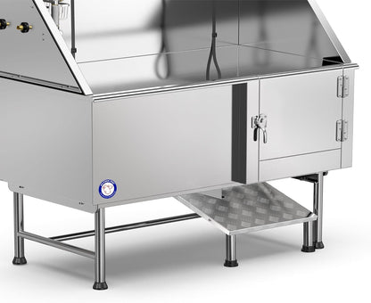 62" Stainless Steel Pet Dog Bath Tub with Faucet (Right Door/Left Drain), 62 X 27 X 58"