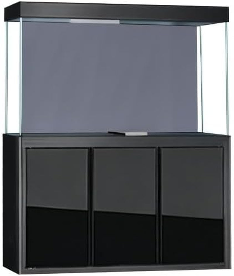175 Gallon Glass Aquarium with Aluminum Cabinet - Including Sump for Filtration and Circulation, Plumbing, LED, Black